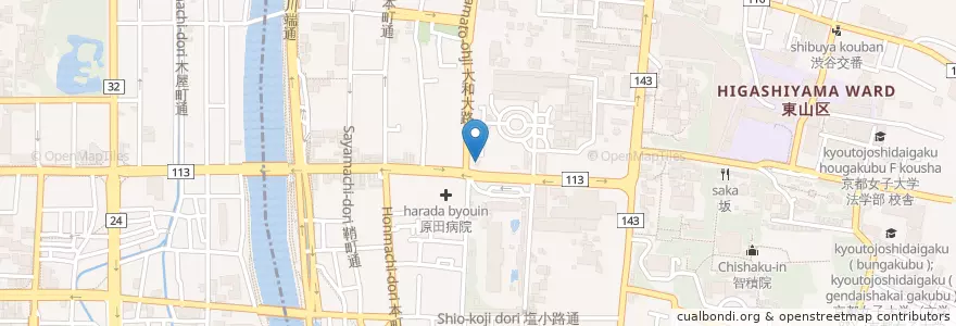 Mapa de ubicacion de 大仏前交番 en Japonya, 京都府, 京都市, 東山区.