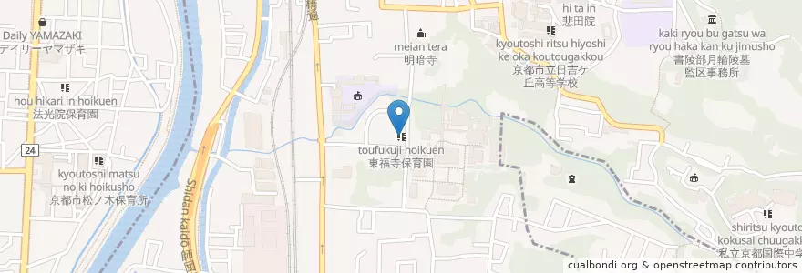 Mapa de ubicacion de 東福寺保育園 en اليابان, 京都府, 京都市, 東山区.