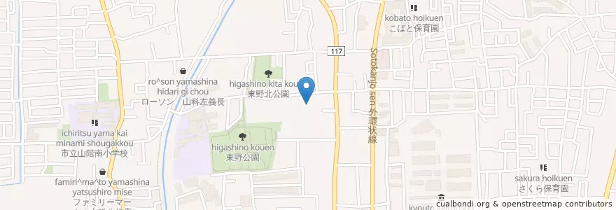 Mapa de ubicacion de 東野保育園 en 日本, 京都府, 京都市, 山科区.