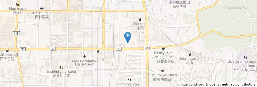 Mapa de ubicacion de 桃山幼稚園 en Japon, Préfecture De Kyoto, 京都市, 伏見区.