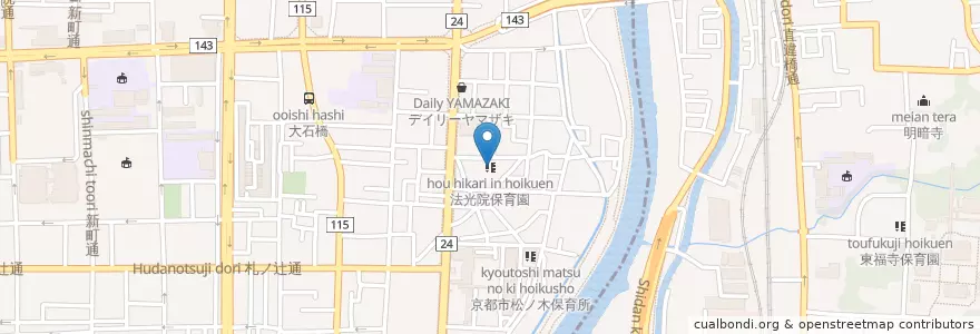 Mapa de ubicacion de 法光院保育園 en 일본, 교토부, 京都市, 南区.