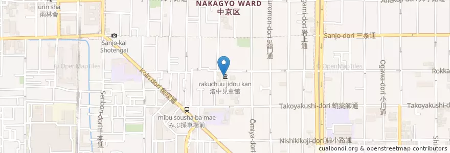 Mapa de ubicacion de 洛中児童館 en Japonya, 京都府, 京都市, 中京区.