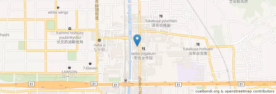 Mapa de ubicacion de 深草郵便局 en اليابان, 京都府, 京都市, 伏見区.