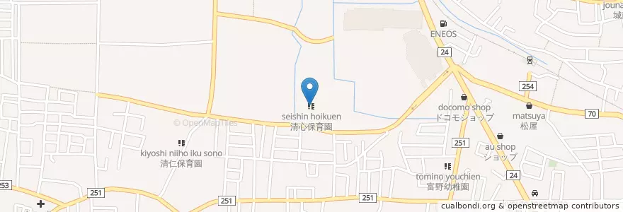 Mapa de ubicacion de 清心保育園 en Jepun, 京都府, 城陽市.