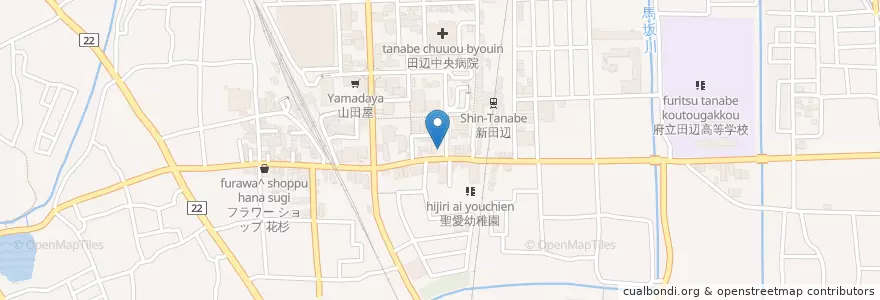 Mapa de ubicacion de 田辺警察署田辺駅前交番 en Japon, Préfecture De Kyoto, 京田辺市.