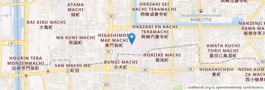 Mapa de ubicacion de 私立京都文教短期大学付属小学校 en Japon, Préfecture De Kyoto, 京都市, 左京区.