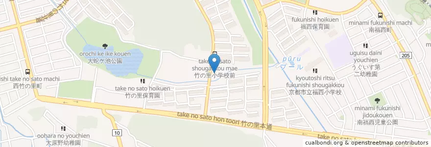 Mapa de ubicacion de 竹の里幼稚園 en اليابان, 京都府, 京都市, 西京区.