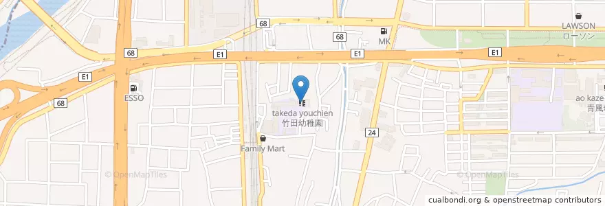 Mapa de ubicacion de 竹田幼稚園 en 일본, 교토부, 京都市, 伏見区.