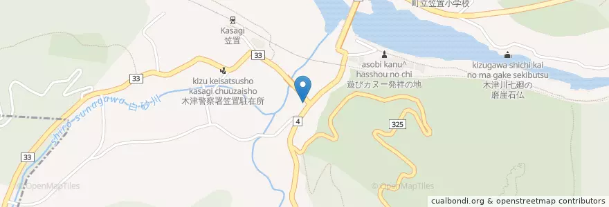 Mapa de ubicacion de 笠置郵便局 en اليابان, 京都府, 相楽郡, 笠置町.