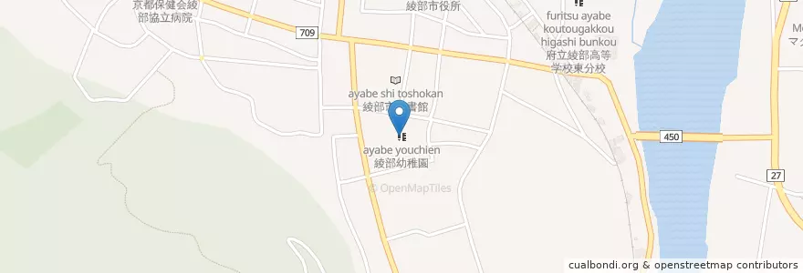 Mapa de ubicacion de 綾部幼稚園 en 日本, 京都府, 綾部市.