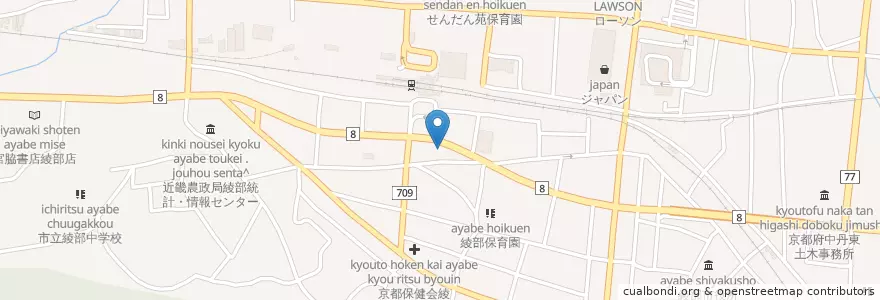 Mapa de ubicacion de 綾部警察署綾部駅前交番 en اليابان, 京都府, 綾部市.