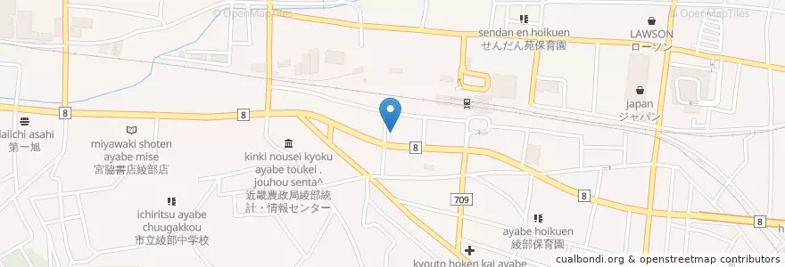 Mapa de ubicacion de 綾部郵便局 en Japan, Präfektur Kyōto, 綾部市.