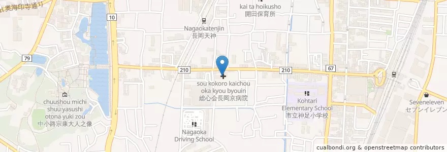 Mapa de ubicacion de 総心会長岡京病院 en 日本, 京都府, 長岡京市.