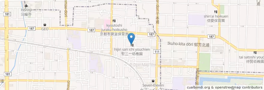 Mapa de ubicacion de 聖三一幼稚園 en اليابان, 京都府, 京都市, 中京区.