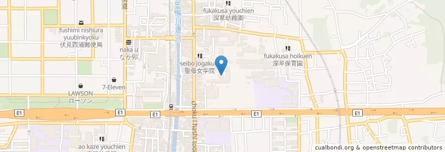 Mapa de ubicacion de 聖母女学院短期大学 en ژاپن, 京都府, 京都市, 伏見区.
