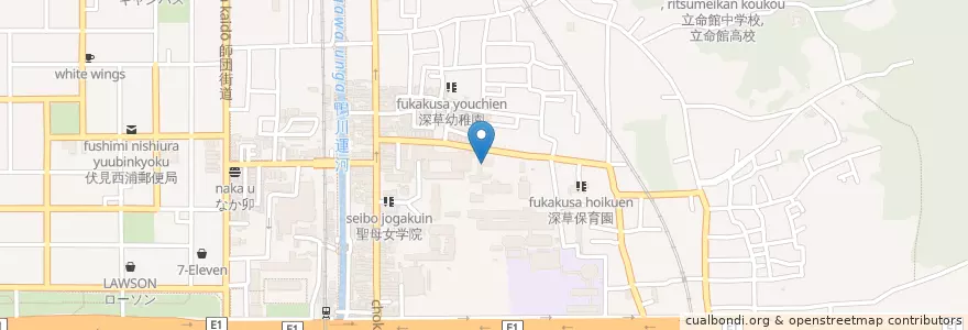 Mapa de ubicacion de 聖母学院幼稚園 en Japonya, 京都府, 京都市, 伏見区.