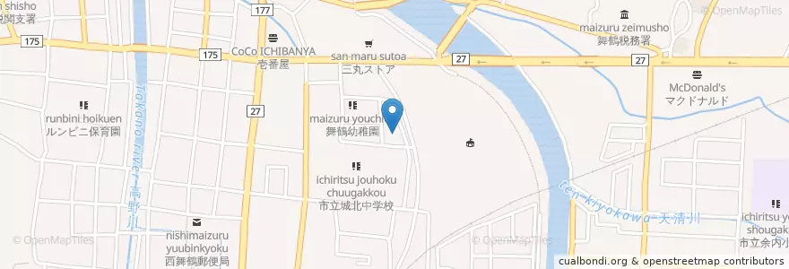 Mapa de ubicacion de 舞鶴市立西図書館 en 日本, 京都府, 舞鶴市.