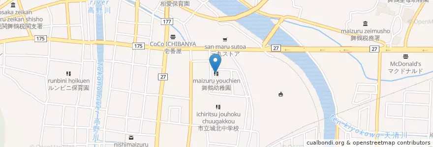 Mapa de ubicacion de 舞鶴幼稚園 en 日本, 京都府, 舞鶴市.