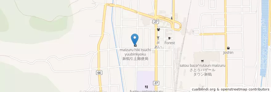 Mapa de ubicacion de 舞鶴引土郵便局 en Japon, Préfecture De Kyoto, 舞鶴市.