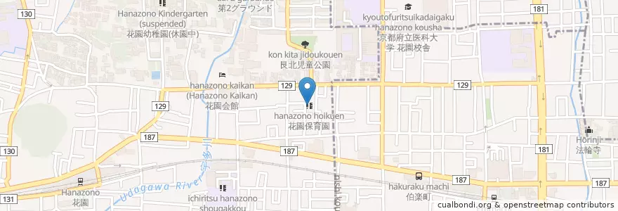 Mapa de ubicacion de 花園保育園 en ژاپن, 京都府, 京都市, 右京区.