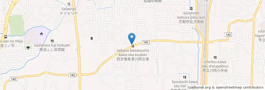 Mapa de ubicacion de 西京警察署川岡交番 en 일본, 교토부, 京都市, 西京区.