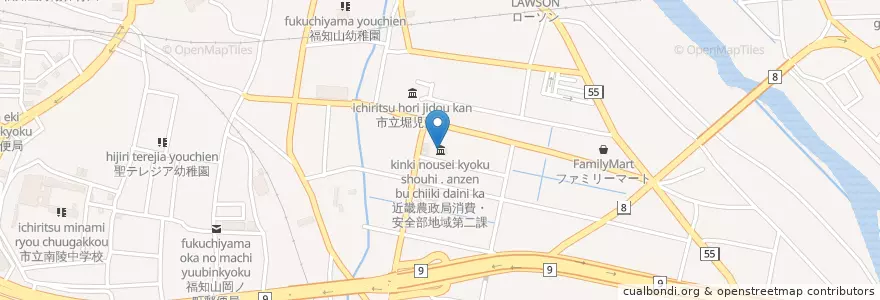 Mapa de ubicacion de 近畿農政局消費・安全部地域第二課 en Japan, Präfektur Kyōto, 福知山市.