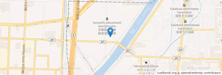 Mapa de ubicacion de 近畿運輸局京都運輸支局(本庁舎) en Japão, 京都府, Quioto, 南区.
