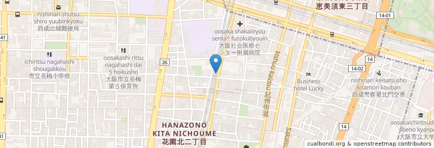 Mapa de ubicacion de あいりん労働公共職業安定所 en 日本, 大阪府, 大阪市, 西成区.