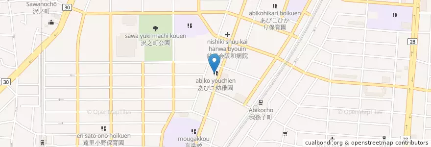 Mapa de ubicacion de あびこ幼稚園 en Jepun, 大阪府, 大阪市, 住吉区.