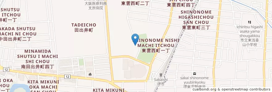Mapa de ubicacion de おおぞら夜間保育園 en Japonya, 大阪府, 堺市, 堺区.