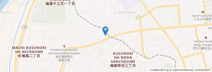 Mapa de ubicacion de くずは青葉幼稚園 en 일본, 오사카부, 枚方市.