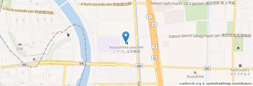 Mapa de ubicacion de こうづしま幼稚園 en Япония, Осака, 豊中市.