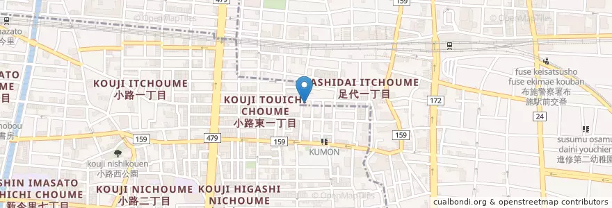 Mapa de ubicacion de こひつじ乳児保育園 en Japonya, 大阪府, 東大阪市, 生野区.