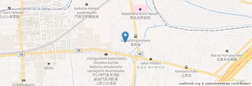 Mapa de ubicacion de すずらん幼稚園 en Japan, Präfektur Osaka, 門真市, 寝屋川市.