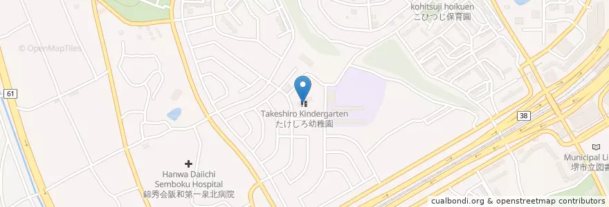 Mapa de ubicacion de たけしろ幼稚園 en Jepun, 大阪府, 堺市, 南区.