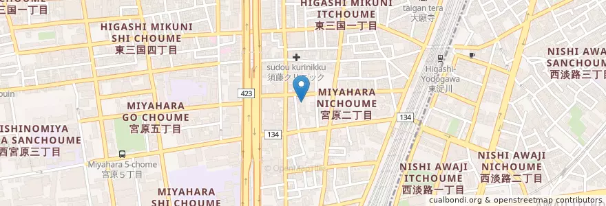 Mapa de ubicacion de ひじり幼稚園 en Japonya, 大阪府, 大阪市, 淀川区.