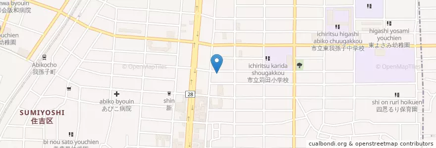 Mapa de ubicacion de ひまわり幼稚園 en Japão, 大阪府, 大阪市, 住吉区.