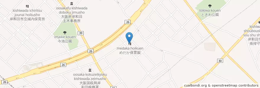Mapa de ubicacion de めだか保育園 en Japan, Osaka Prefecture, Kishiwada.