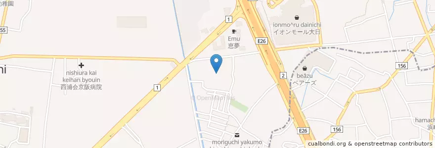 Mapa de ubicacion de やくもひがし幼稚園 en Japão, 大阪府, 守口市.