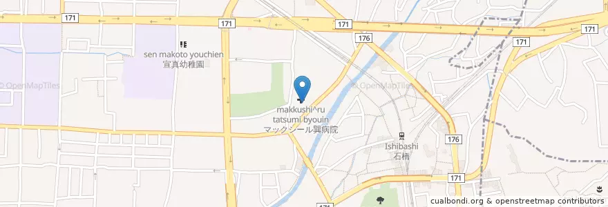 Mapa de ubicacion de マックシール巽病院 en 日本, 大阪府, 池田市.