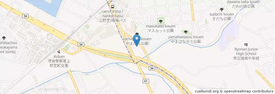 Mapa de ubicacion de 上野芝陽だまり保育園 en Giappone, Prefettura Di Osaka, 堺市, 北区, 西区.