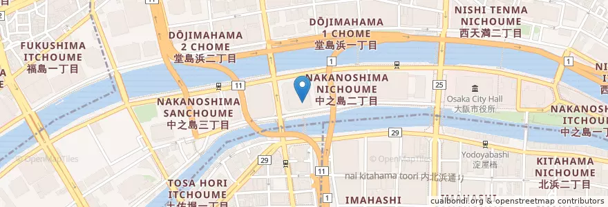 Mapa de ubicacion de 中之島郵便局 en Japón, Prefectura De Osaka, Osaka, 北区.