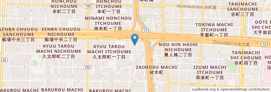 Mapa de ubicacion de 中央区役所 en Japan, 大阪府, Osaka, 中央区.