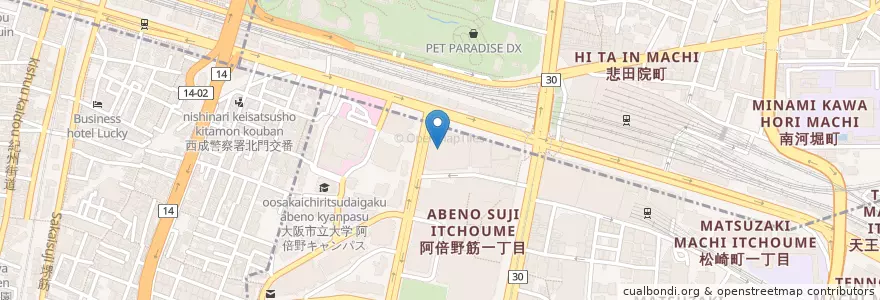 Mapa de ubicacion de 中小企業 金融公庫 en Japonya, 大阪府, 大阪市, 阿倍野区.