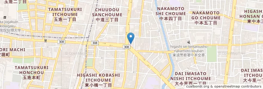 Mapa de ubicacion de 中本会中本病院 en Jepun, 大阪府, 大阪市, 東成区.