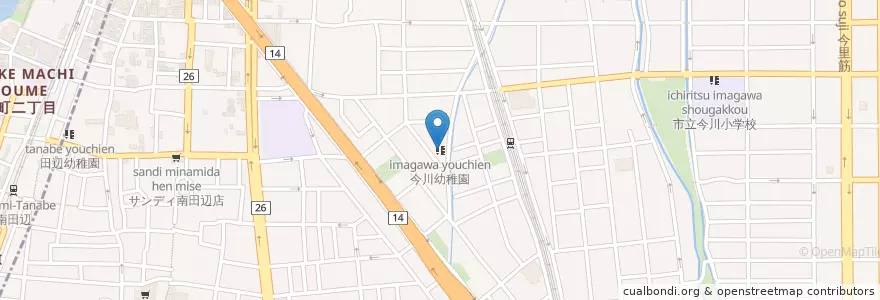 Mapa de ubicacion de 今川幼稚園 en Jepun, 大阪府, 大阪市, 東住吉区.