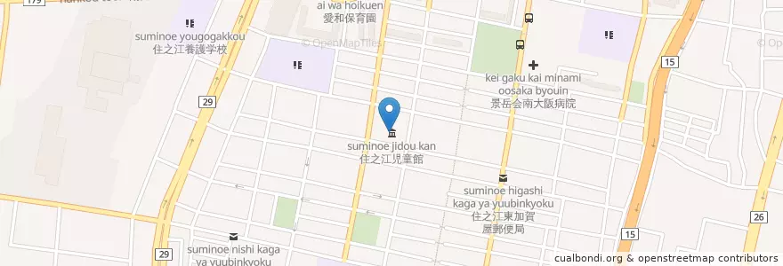 Mapa de ubicacion de 住之江児童館 en Japonya, 大阪府, 大阪市, 住之江区.