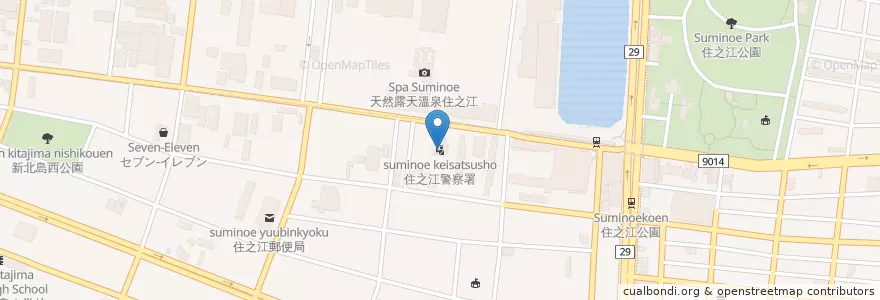 Mapa de ubicacion de Suminoe Police Station en Japan, Osaka Prefecture, Osaka, Suminoe Ward.