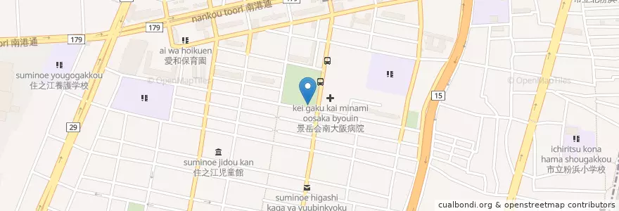 Mapa de ubicacion de 住之江警察署中加賀屋交番 en 日本, 大阪府, 大阪市, 住之江区.