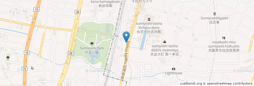 Mapa de ubicacion de 住吉大社前郵便局 en Япония, Осака, 大阪市.